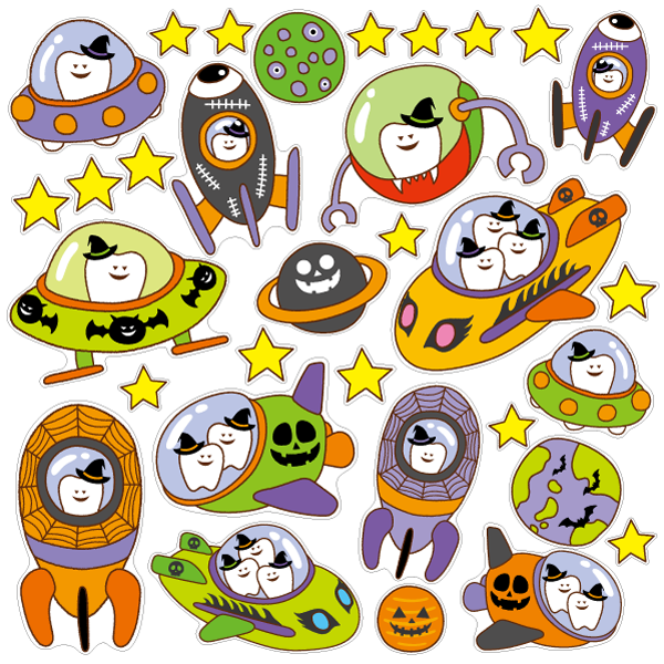 【壁】歯の旅立ち宇宙船　ハロウィン