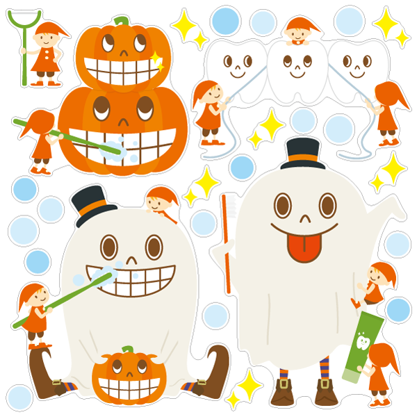 【壁】小人のハミガキ おばけ