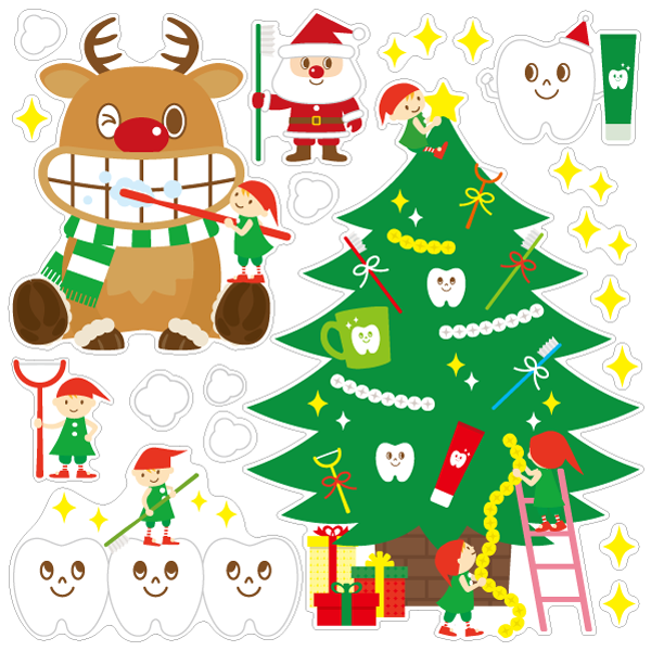 【壁】小人のハミガキ クリスマスツリー