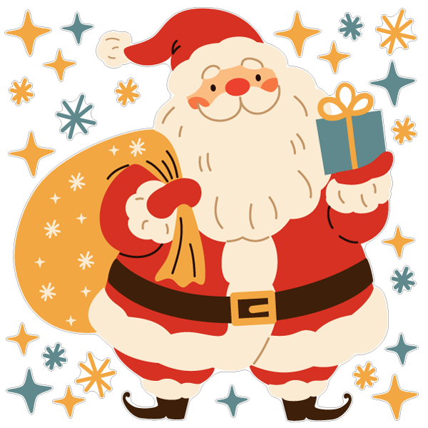 【壁】ふわひげサンタプレゼント配達