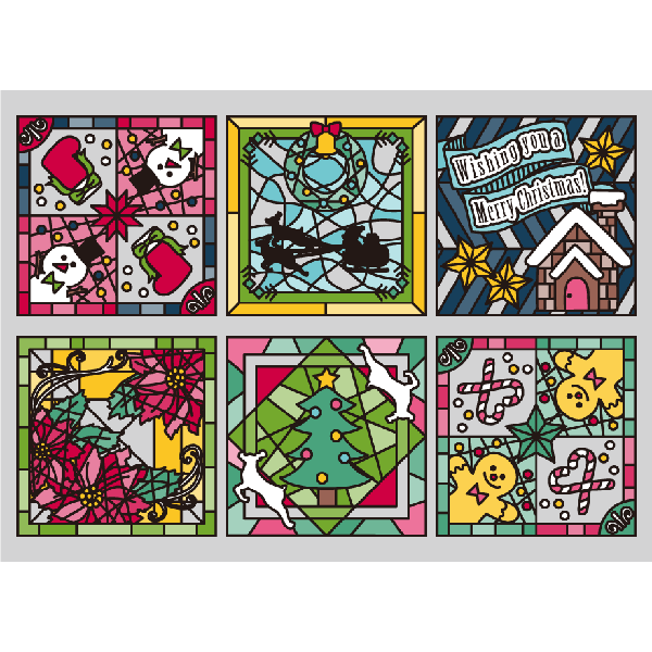 【PP】X’masステンドグラス風正方形 ミニミニの写真