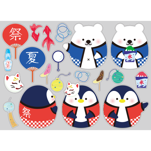 【PP】しろくま＆ペンギンたまごの夏祭りの写真