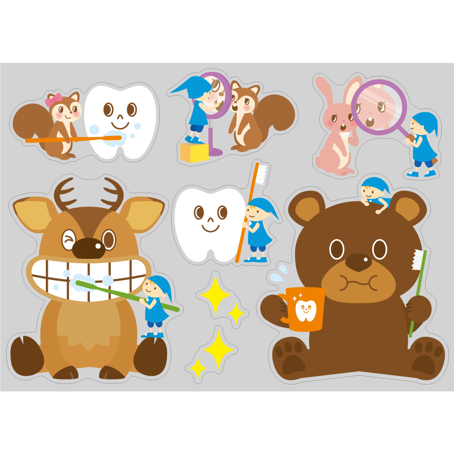 【PP】小人と森の動物の歯科健診 ミニの写真