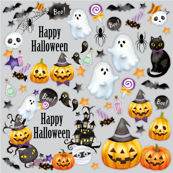 【VP】水彩ハロウィンリース