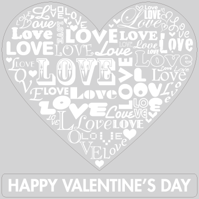 ハートタイポグラフィバレンタインMサイズ白の写真