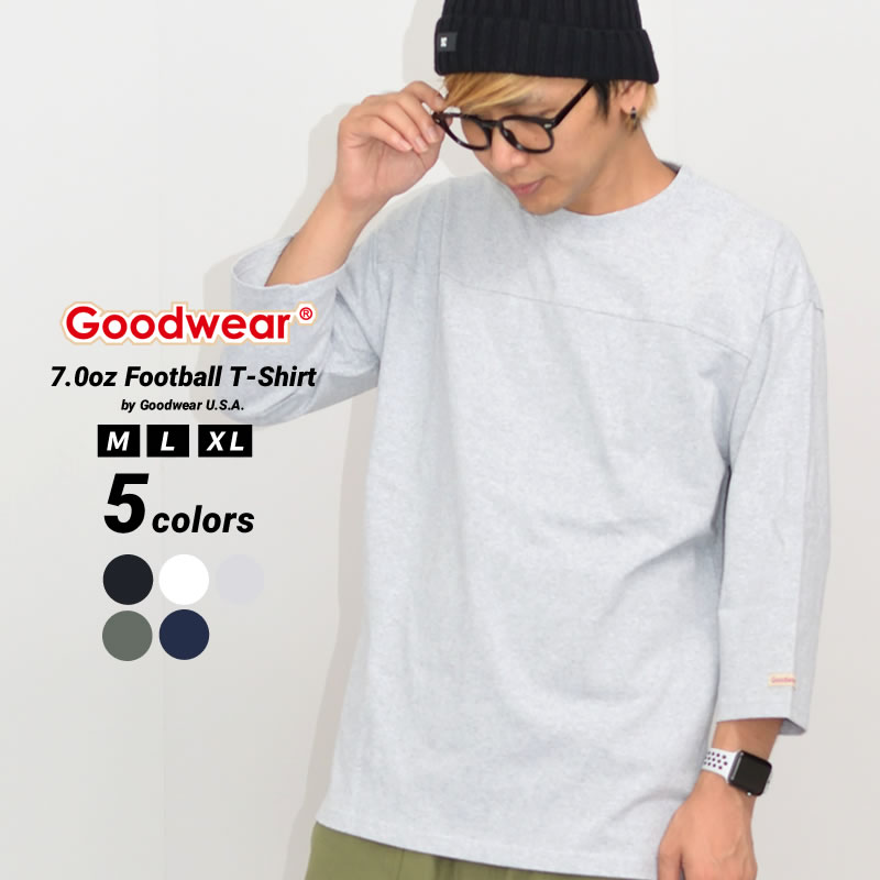 Goodwear グッドウェア 切替 7分袖 フットボールTシャツ メンズ レディース USAコットン 7オンス ヘビーウェイト 厚手 無地 2W7-2509 22v1040
