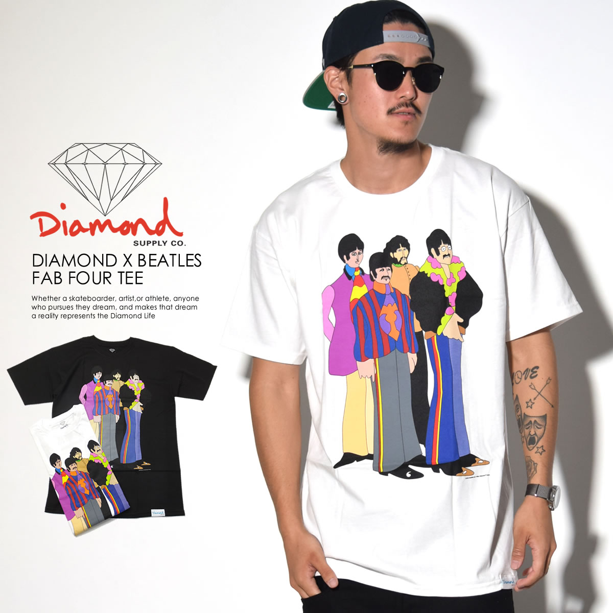 ダイヤモンドサプライ Diamond Supply Co コラボ Tシャツ メンズ The Beatles ビートルズ Diamond Beatles Fab Four Tee A16dmpa46 メンズカジュアルファッション通販deep