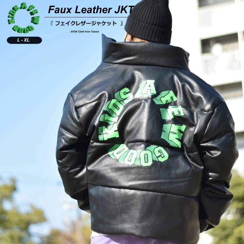 A FEW GOOD KIDS アフューグッドキッズ レザーダウンジャケット メンズ アウター オーバーサイズ 蓄光ロゴ REFLECTIVE LOGO DOWN JACKET