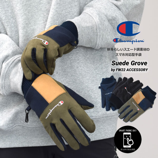 チャンピオン Champion 手袋 メンズ スマホ対応 スエードグローブ 22FW 682-0012 22v1062