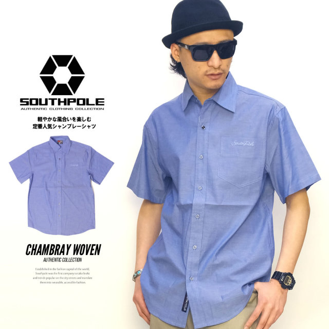 SOUTHPOLE サウスポール 半袖シャツ CHAMBRAY WOVEN 11522351 5V3087 5v3087