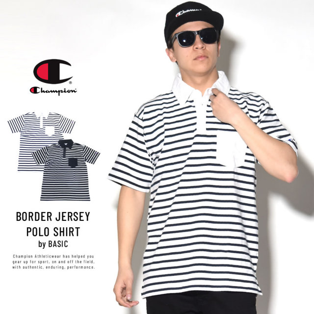 CHAMPION チャンピオン ポロシャツ BASIC BORDER JERSEY POLO SHIRT (C3-M356)