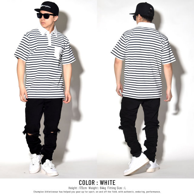 CHAMPION チャンピオン ポロシャツ BASIC BORDER JERSEY POLO SHIRT (C3-M356)
