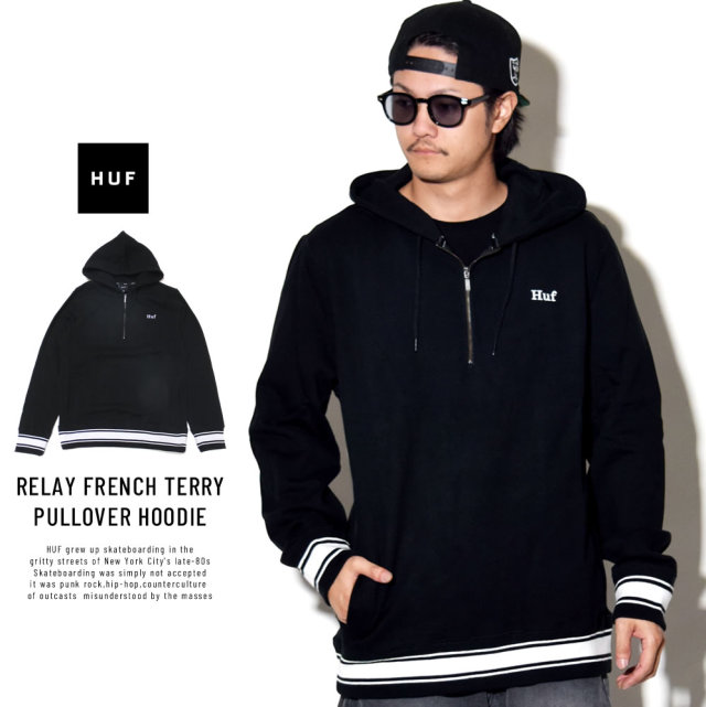 HUF ハフ ハーフジップパーカー RELAY FRENCH TERRY PULLOVER HOODIE FL00063
