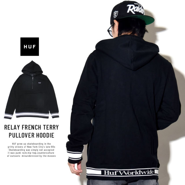HUF ハフ ハーフジップパーカー RELAY FRENCH TERRY PULLOVER HOODIE FL00063