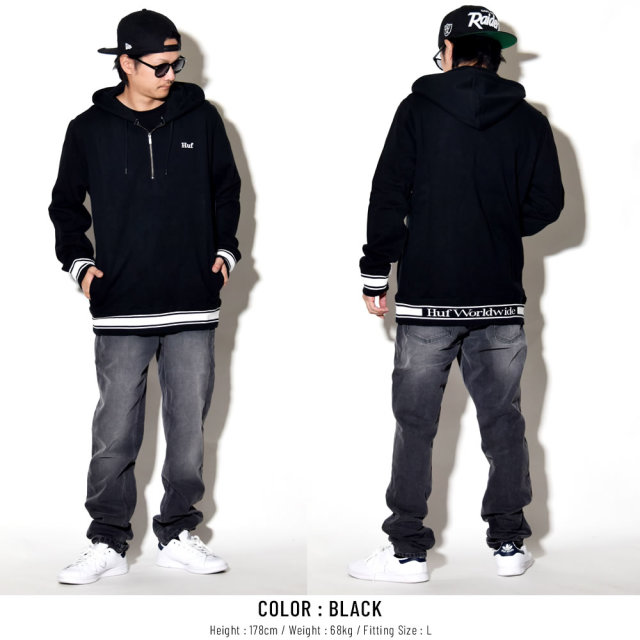 HUF ハフ ハーフジップパーカー RELAY FRENCH TERRY PULLOVER HOODIE FL00063