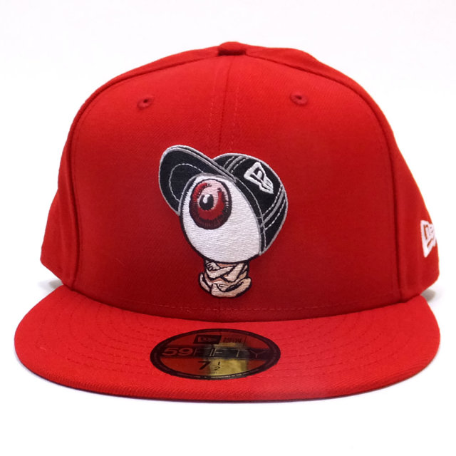 NEW ERA ニューエラ コラボ フラットバイザーキャップ 59FIFTY ゲゲゲの鬼太郎 目玉おやじ ニューエラキャップスタイル スカーレット 11785103
