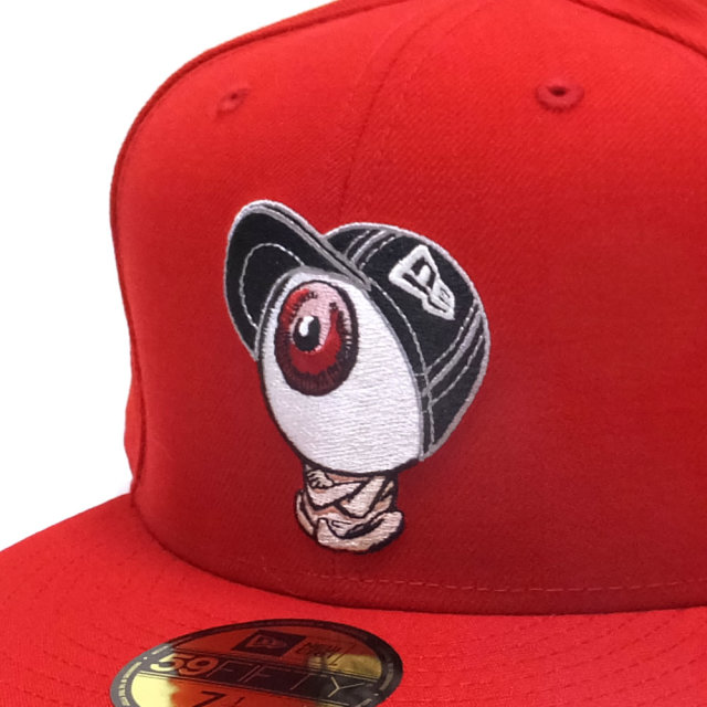 NEW ERA ニューエラ コラボ フラットバイザーキャップ 59FIFTY ゲゲゲの鬼太郎 目玉おやじ ニューエラキャップスタイル スカーレット 11785103