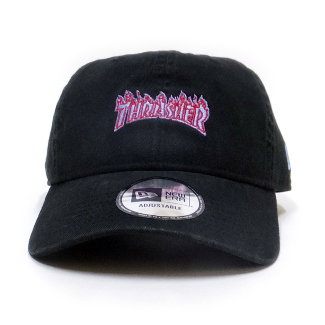 NEW ERA ニューエラ コラボ カーブバイザーキャップ 9THIRTY クロスストラップ THRASHER スラッシャー ファイアロゴ ブラック×ウルトラブルー 11781511