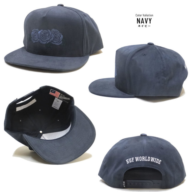HUF ハフ フラットバイザーキャップ TRIPLE ROSE SNAPBACK HT00284