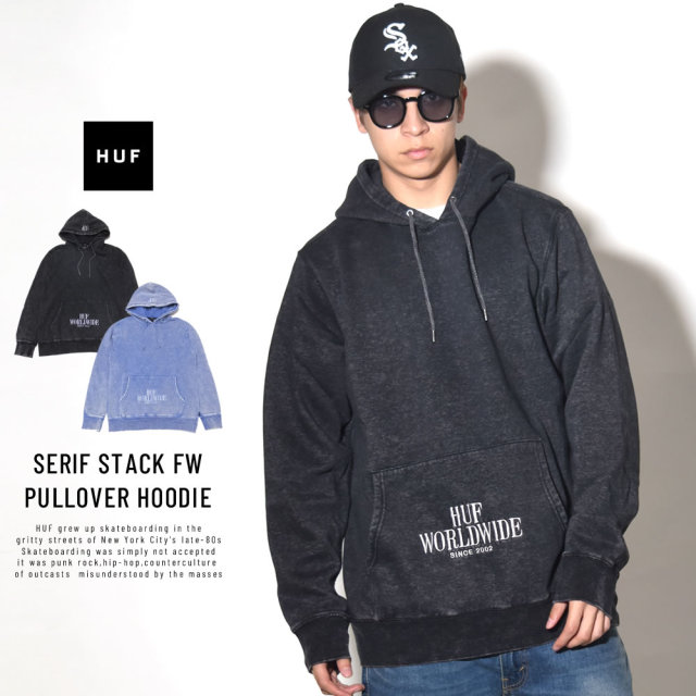 HUF ハフ プルオーバーパーカー SERIF STACK FW PULLOVER HOODIE PF00088