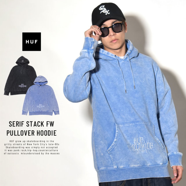 HUF ハフ プルオーバーパーカー SERIF STACK FW PULLOVER HOODIE PF00088
