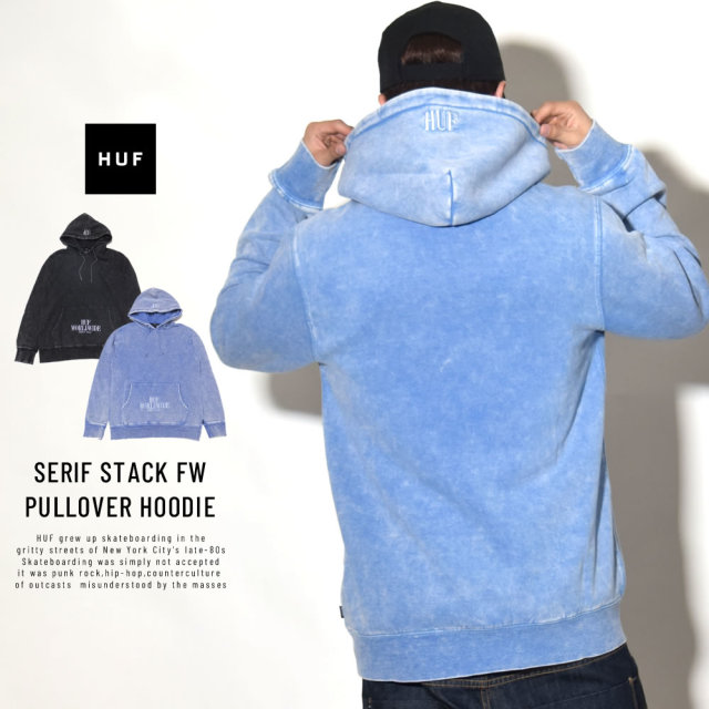 HUF ハフ プルオーバーパーカー SERIF STACK FW PULLOVER HOODIE PF00088