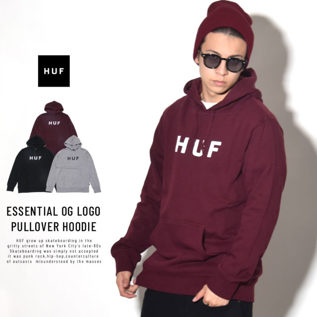 HUF ハフ プルオーバーパーカー ESSENTIAL OG LOGO PULLOVER HOODIE PF00099