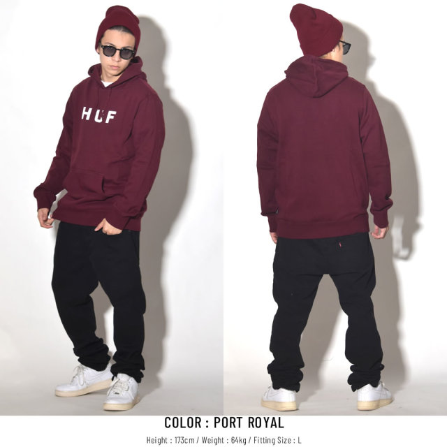 HUF ハフ プルオーバーパーカー ESSENTIAL OG LOGO PULLOVER HOODIE PF00099