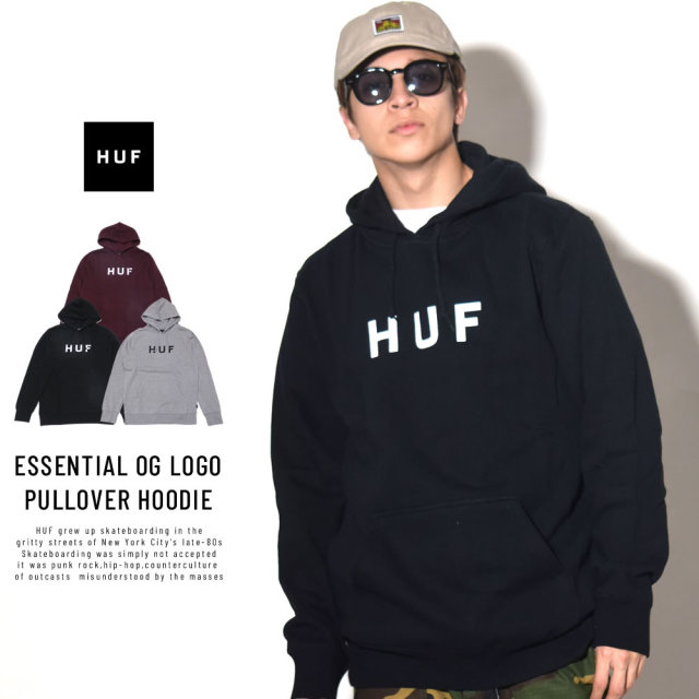 HUF ハフ プルオーバーパーカー ESSENTIAL OG LOGO PULLOVER HOODIE PF00099