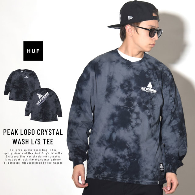 HUF ハフ 長袖Tシャツ PEAK LOGO CRYSTAL WASH L/S TEE TS00461