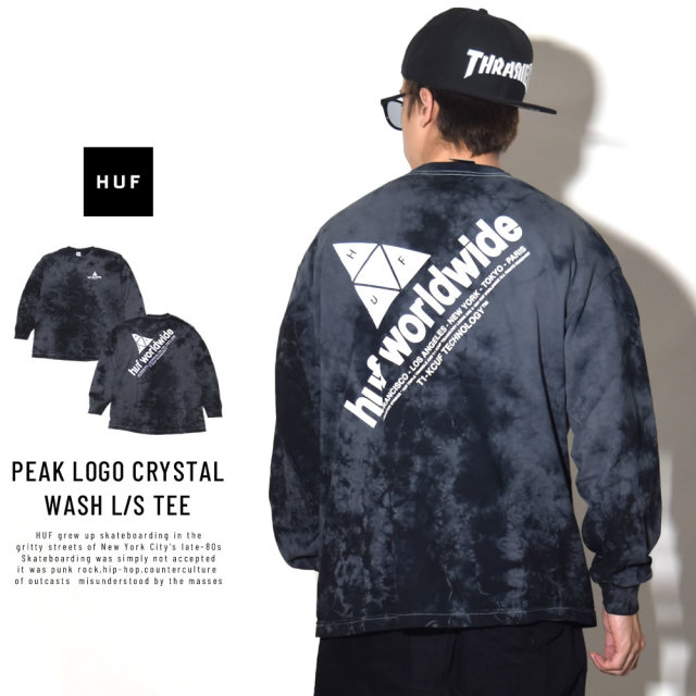 HUF ハフ 長袖Tシャツ PEAK LOGO CRYSTAL WASH L/S TEE TS00461