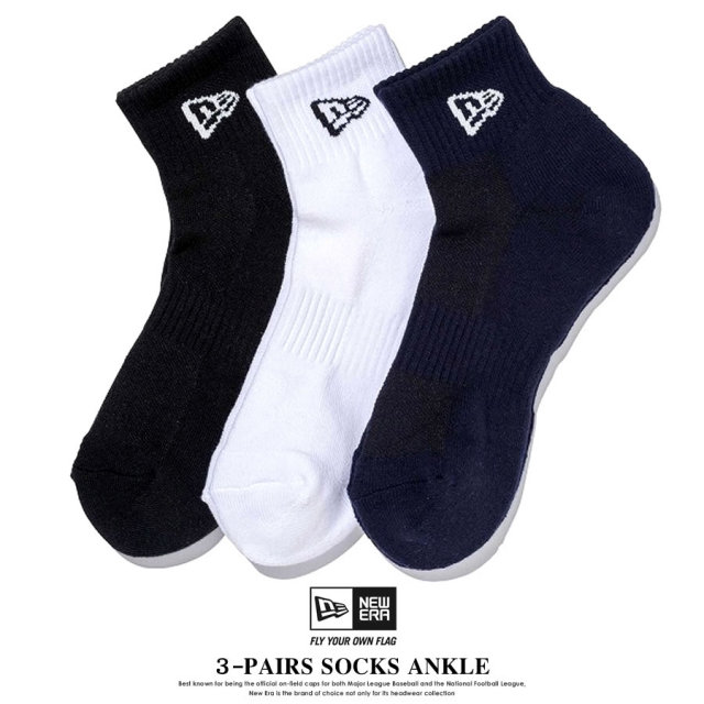 NEW ERA ニューエラ クルーソックス メンズ 靴下 3足組 3-PAIRS SOCKS ANKLE マルチ (11531694)