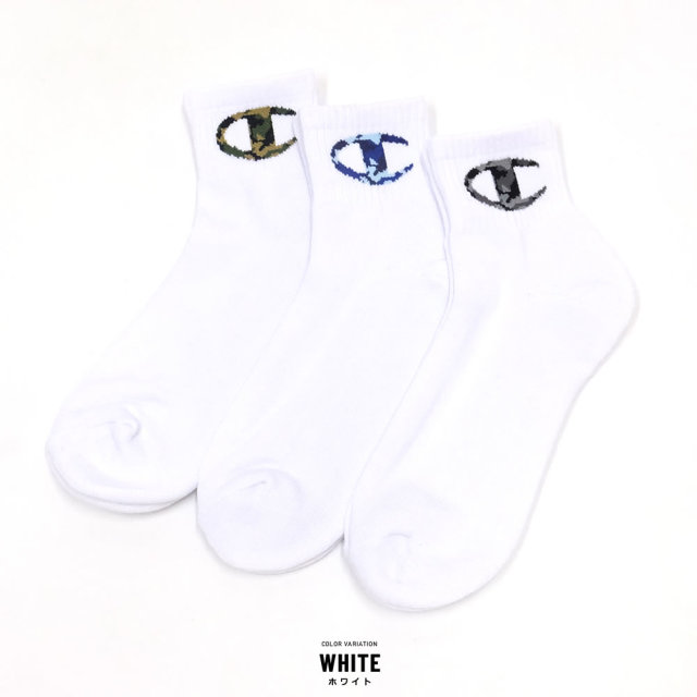 CHAMPION チャンピオン クルーソックス QUATER LENGRH SOCKS CAMO LOGO (CMSCN201)