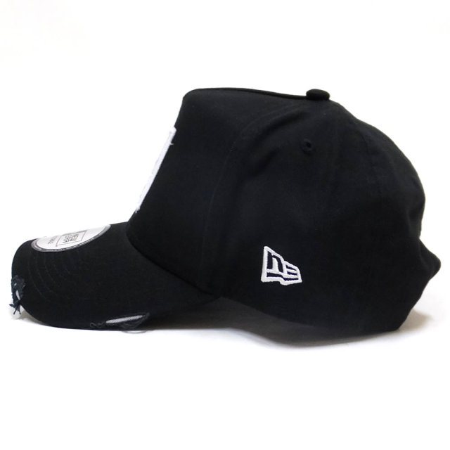 NEW ERA ニューエラ カーブバイザーキャップ 9FORTY A-Frame ダメージド N ブラック×ホワイト 11899226