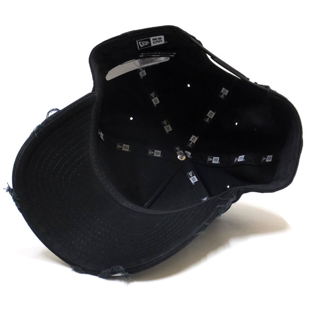 NEW ERA ニューエラ カーブバイザーキャップ 9FORTY A-Frame ダメージド N ブラック×ホワイト 11899226