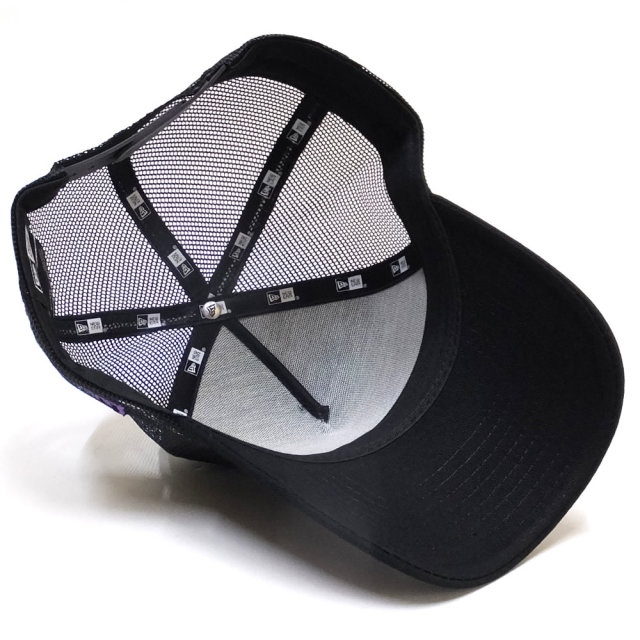 NEW ERA ニューエラ メッシュキャップ 9FORTY A-Frame トラッカー ニューヨーク大学 NYU ブラック×オフィシャルロゴカラー ブラックメッシュ 11903759