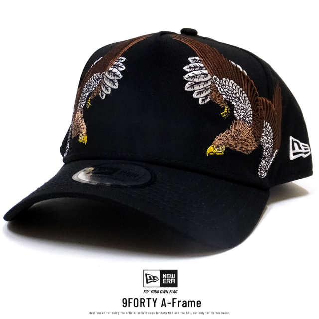 NEW ERA ニューエラ コラボ カーブバイザーキャップ 9FORTY A-Frame 石川真澄 Masumi Ishikawa 鷹 ブラック 11909177