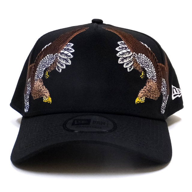 NEW ERA ニューエラ コラボ カーブバイザーキャップ 9FORTY A-Frame 石川真澄 Masumi Ishikawa 鷹 ブラック 11909177