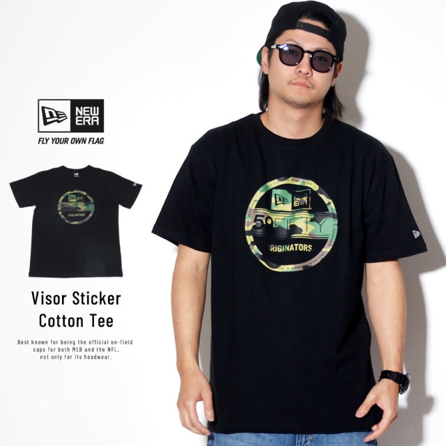 NEW ERA ニューエラ 半袖Tシャツ コットン Tシャツ ウッドランドカモ バイザーステッカー ブラック 11556777
