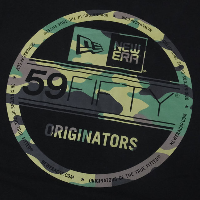 NEW ERA ニューエラ 半袖Tシャツ コットン Tシャツ ウッドランドカモ バイザーステッカー ブラック 11556777
