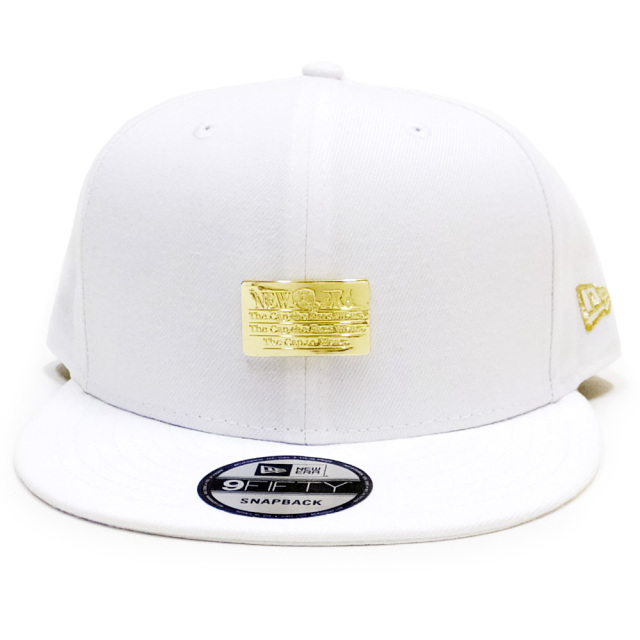NEW ERA ニューエラ フラットバイザーキャップ 9FIFTY メタルプレート ホワイト × ゴールド 11901190