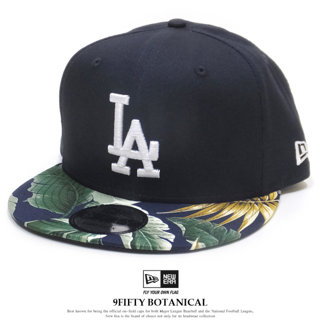 NEW ERA ニューエラ フラットバイザーキャップ 9FIFTY ボタニカル ロサンゼルス・ドジャース ネイビー × ホワイト ネイビーボタニカルバイザー 11901195