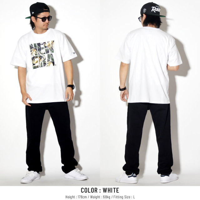 NEW ERA ニューエラ 半袖Tシャツ パフォーマンス Tシャツ ボタニカル ビッグニューエラ ホワイト × ネイビーボタニカル 11901343