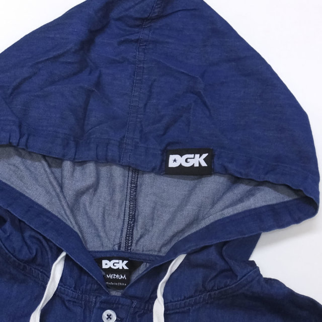 DGK ディージーケー 長袖Tシャツ HARBOR HOODED WOVEN DENIM CTHW-100