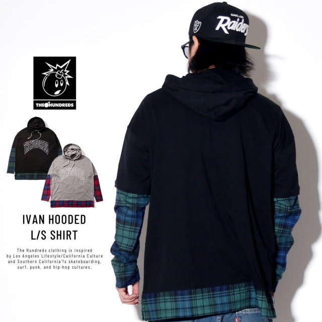THE HUNDREDS ザ・ハンドレッズ 長袖Tシャツ IVAN HOODED L/S SHIRT T19P209008