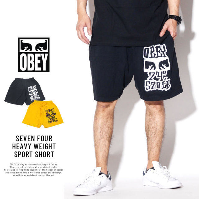 OBEY オベイ スウェットハーフパンツ SEVEN FOUR HEAVY WEIGHT SPORT SHORT 176921901