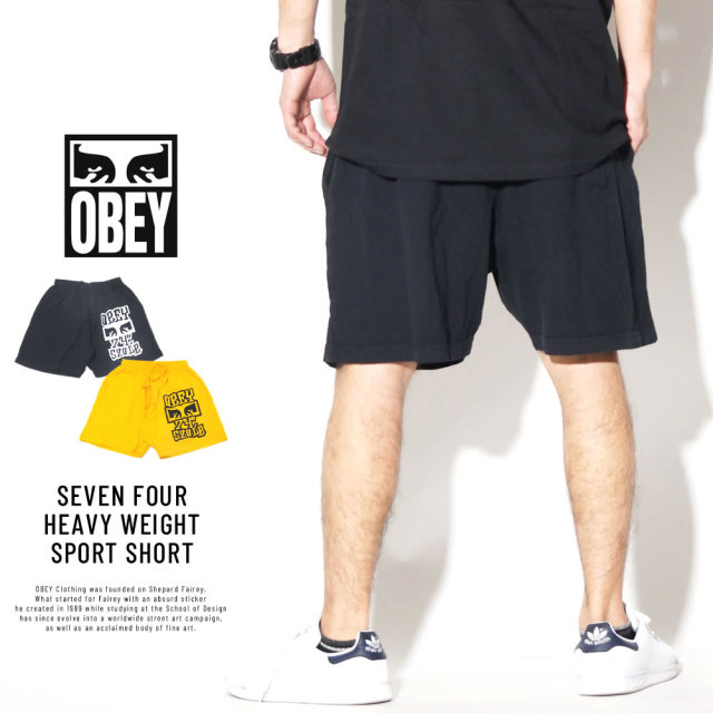 OBEY オベイ スウェットハーフパンツ SEVEN FOUR HEAVY WEIGHT SPORT SHORT 176921901