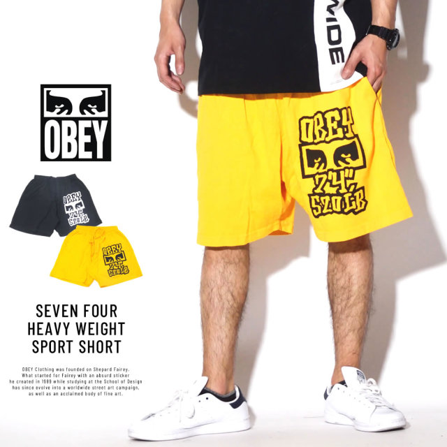 OBEY オベイ スウェットハーフパンツ SEVEN FOUR HEAVY WEIGHT SPORT SHORT 176921901