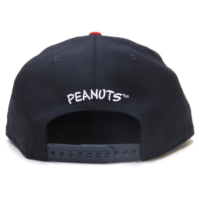 NEW ERA ニューエラ フラットバイザーキャップ 9FIFTY PEANUTS スヌーピー WOOF ネイビー 11914498