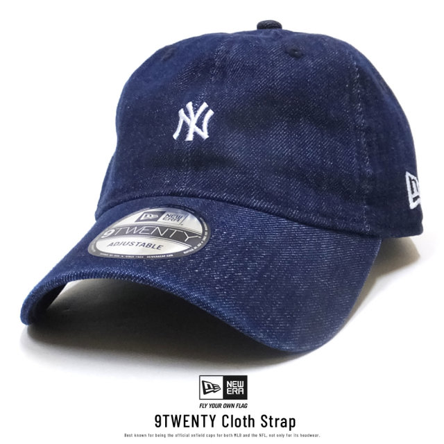 NEW ERA ニューエラ カーブバイザーキャップ 9TWENTY クロスストラップ ニューヨーク・ヤンキース ミニロゴ ウォッシュドデニム × ホワイト 11914536
